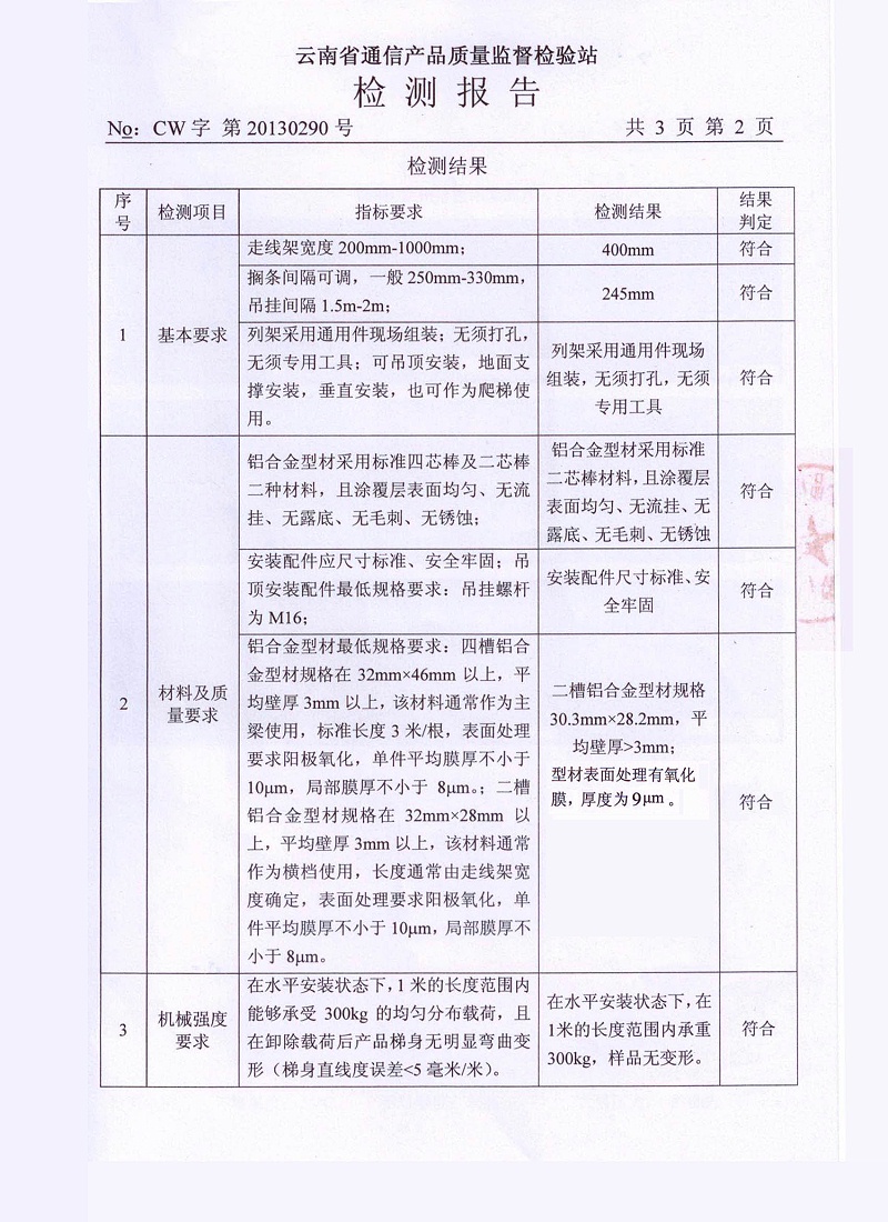 鋁合金走線架檢測報告2